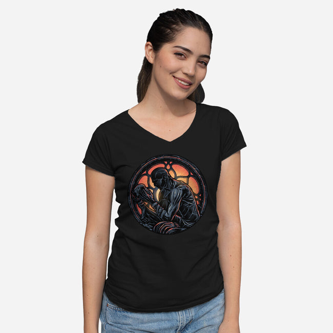 Shadow Of The Creation-Womens-V-Neck-Tee-glitchygorilla