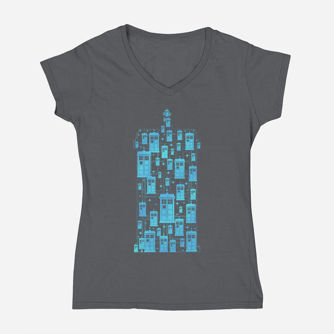 Tardis Time Machine-Womens-V-Neck-Tee-sachpica