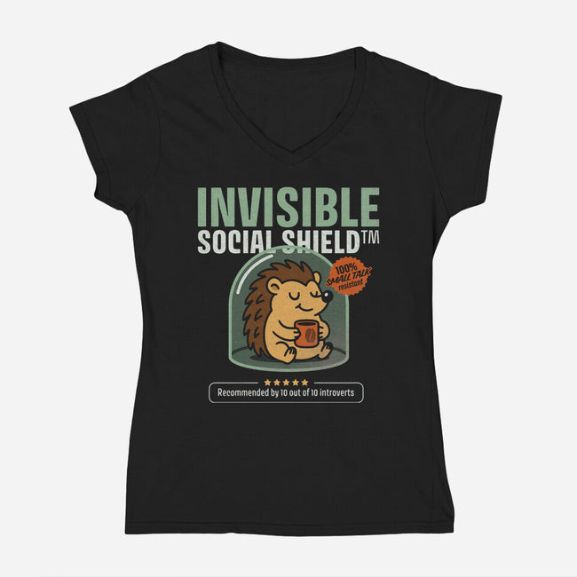 Invisible Social Shield-Womens-V-Neck-Tee-Popnotic