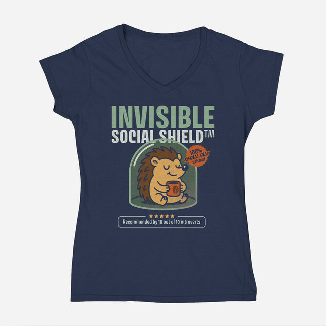 Invisible Social Shield-Womens-V-Neck-Tee-Popnotic