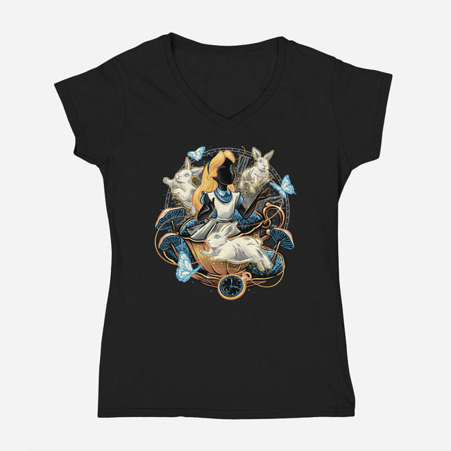 Enchanting Wonderland-Womens-V-Neck-Tee-glitchygorilla