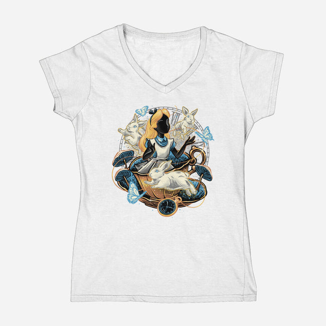 Enchanting Wonderland-Womens-V-Neck-Tee-glitchygorilla