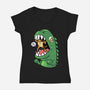 Zero Fear Cat-Womens-V-Neck-Tee-spoilerinc