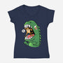 Zero Fear Cat-Womens-V-Neck-Tee-spoilerinc