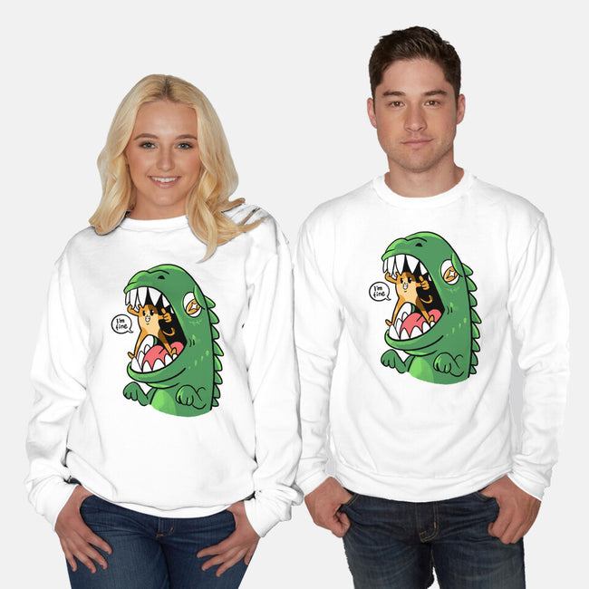 Zero Fear Cat-Unisex-Crew Neck-Sweatshirt-spoilerinc