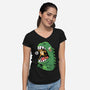 Zero Fear Cat-Womens-V-Neck-Tee-spoilerinc