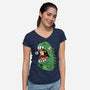 Zero Fear Cat-Womens-V-Neck-Tee-spoilerinc