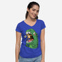 Zero Fear Cat-Womens-V-Neck-Tee-spoilerinc