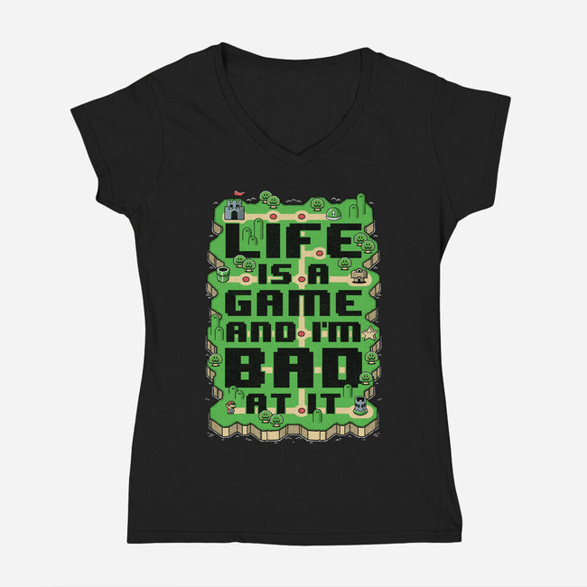 Vintage Game Map Joke-Womens-V-Neck-Tee-Studio Mootant