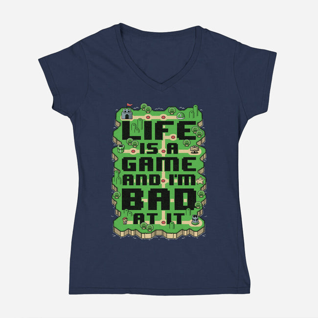 Vintage Game Map Joke-Womens-V-Neck-Tee-Studio Mootant