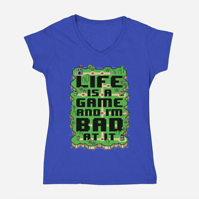 Vintage Game Map Joke-Womens-V-Neck-Tee-Studio Mootant