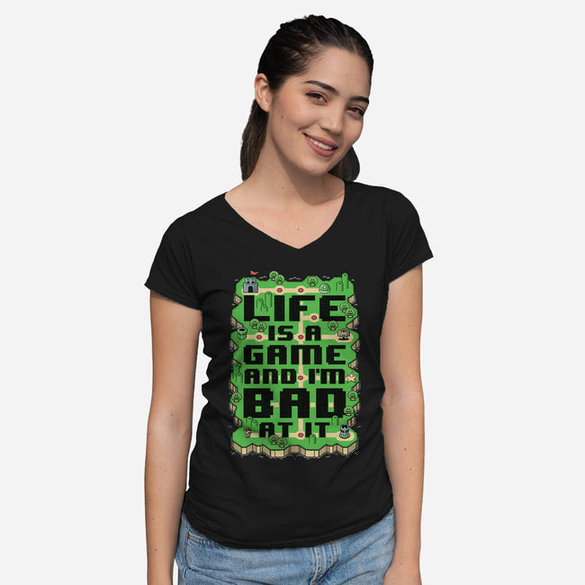 Vintage Game Map Joke-Womens-V-Neck-Tee-Studio Mootant