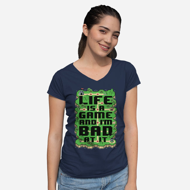 Vintage Game Map Joke-Womens-V-Neck-Tee-Studio Mootant