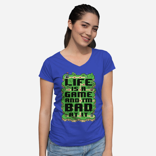 Vintage Game Map Joke-Womens-V-Neck-Tee-Studio Mootant