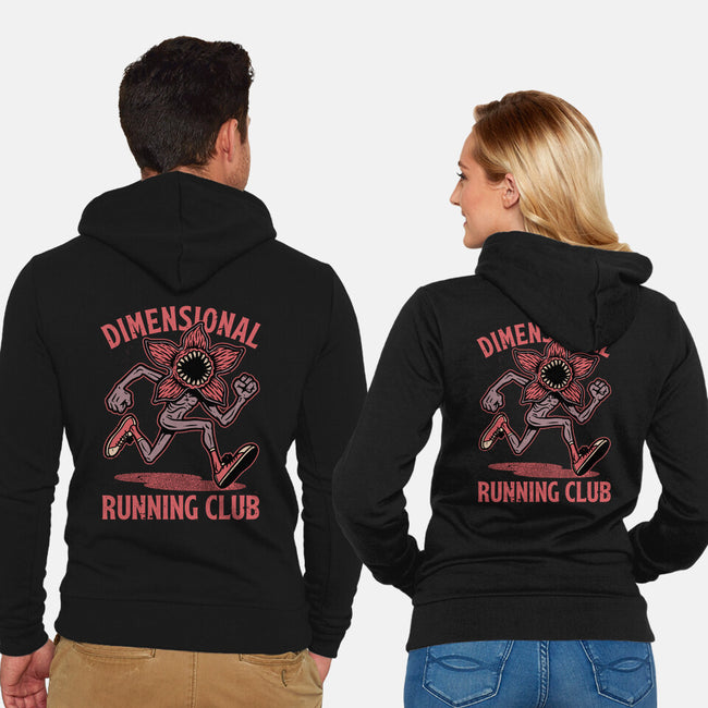 Dimensional Running Monster-Unisex-Zip-Up-Sweatshirt-Studio Mootant