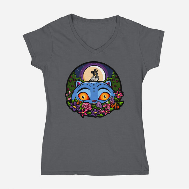 Derpy Tiger And Suspicious Bird-Womens-V-Neck-Tee-J Beasley