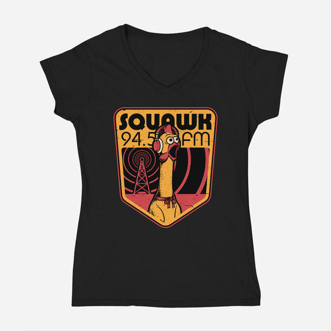 Chicken Radio TV Show-Womens-V-Neck-Tee-Studio Mootant