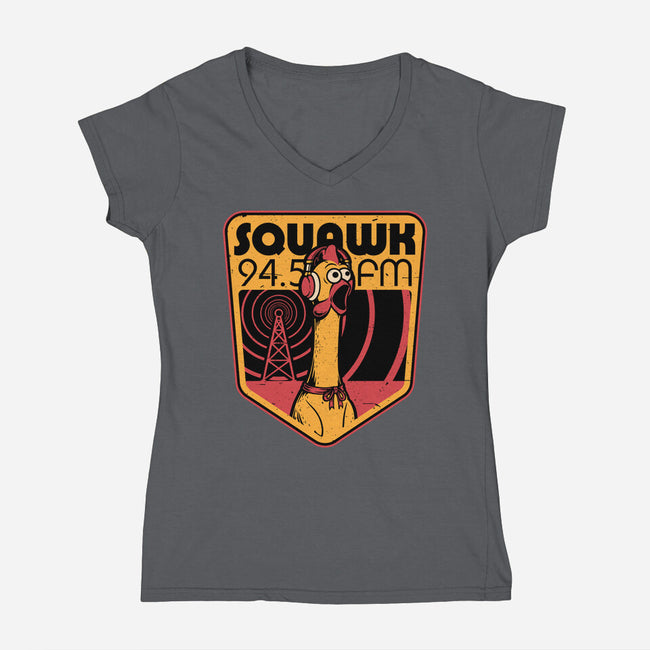 Chicken Radio TV Show-Womens-V-Neck-Tee-Studio Mootant