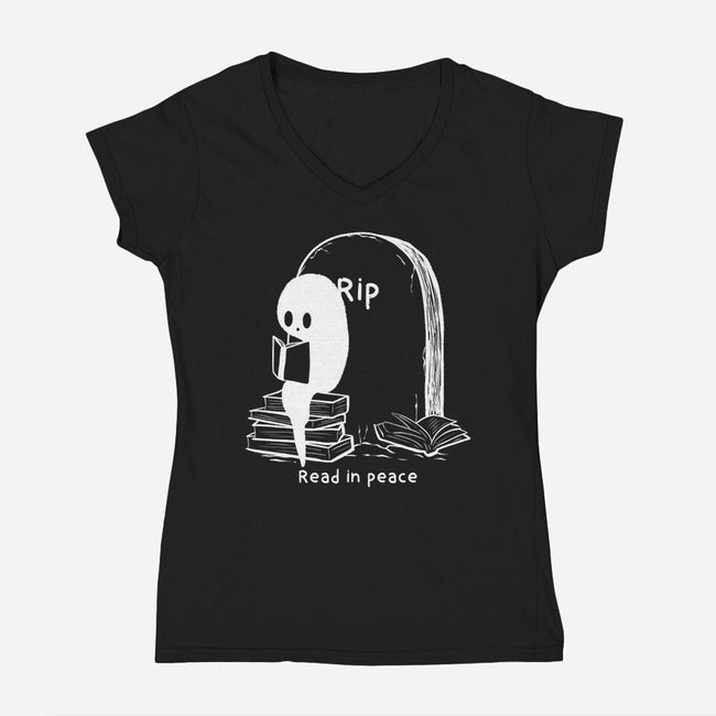 Reading In Silence-Womens-V-Neck-Tee-Claudia