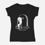 Reading In Silence-Womens-V-Neck-Tee-Claudia
