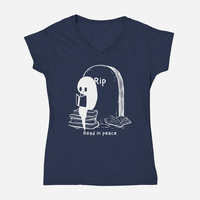 Reading In Silence-Womens-V-Neck-Tee-Claudia