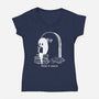 Reading In Silence-Womens-V-Neck-Tee-Claudia