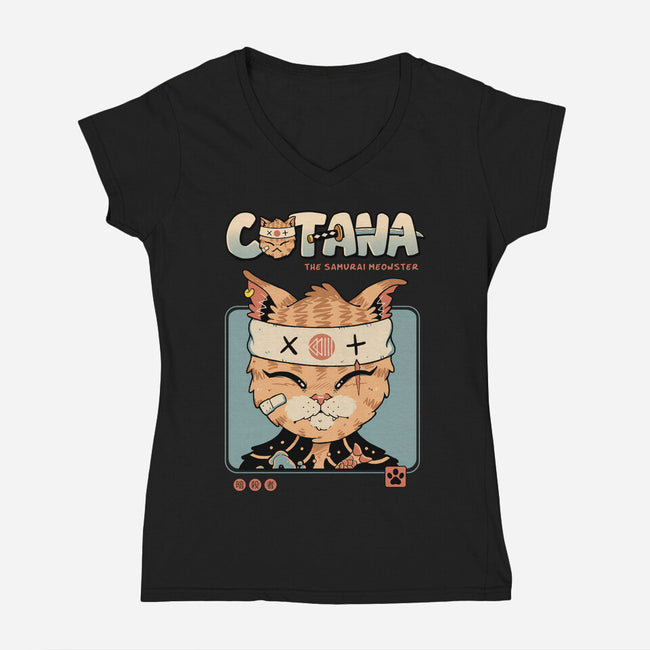 Catana Portrait-Womens-V-Neck-Tee-vp021
