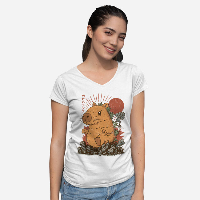 Capyzilla-Womens-V-Neck-Tee-sebasebi