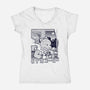 Kaiju Breakfast-Womens-V-Neck-Tee-sebasebi