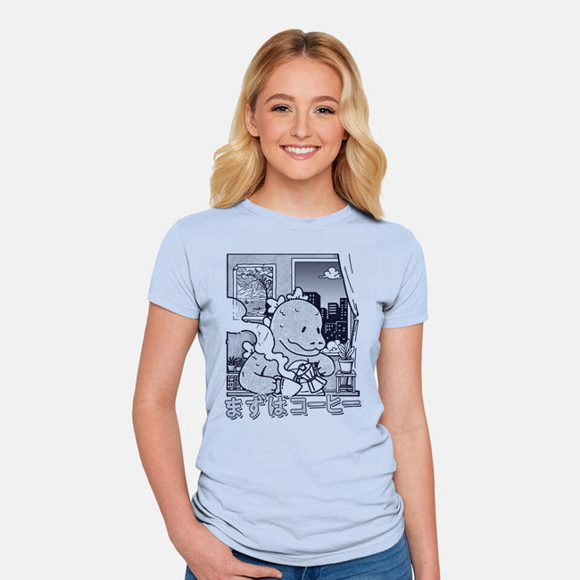 Kaiju Breakfast-Womens-Fitted-Tee-sebasebi