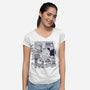 Kaiju Breakfast-Womens-V-Neck-Tee-sebasebi