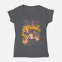 Roller Moon-Womens-V-Neck-Tee-Arigatees