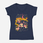 Roller Moon-Womens-V-Neck-Tee-Arigatees