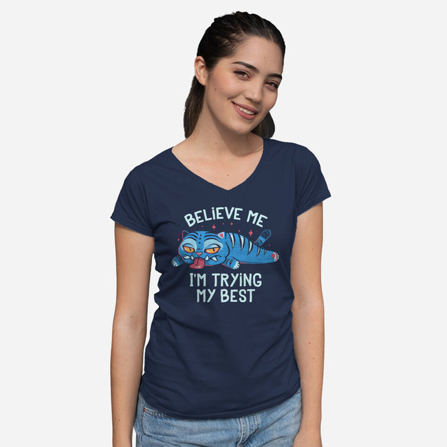 Trying My Best-Womens-V-Neck-Tee-Arigatees