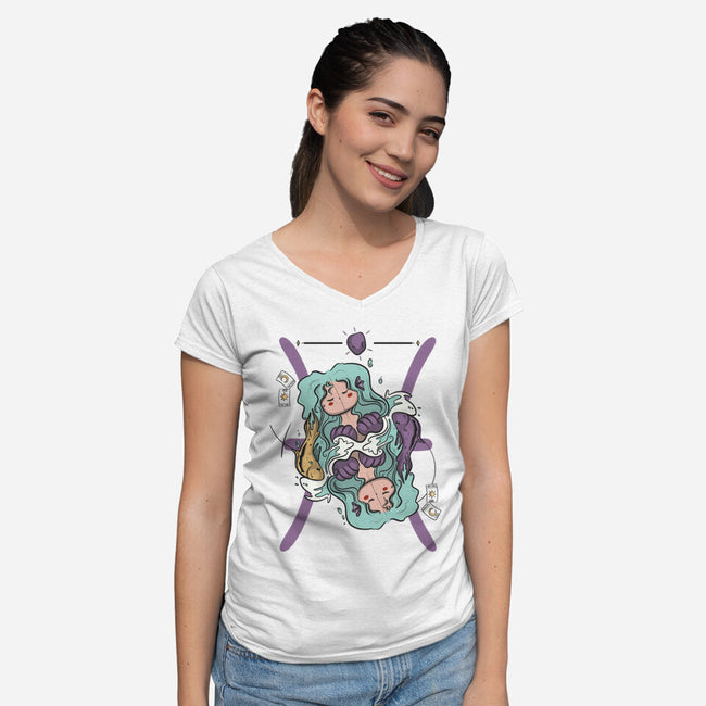 Between Two Worlds-Womens-V-Neck-Tee-OnlyColorsDesigns