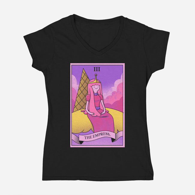 Candy Emperor Of Ooo-Womens-V-Neck-Tee-grevalra