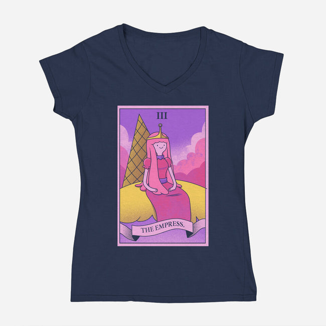 Candy Emperor Of Ooo-Womens-V-Neck-Tee-grevalra