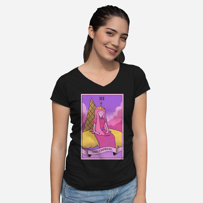 Candy Emperor Of Ooo-Womens-V-Neck-Tee-grevalra