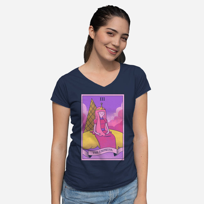 Candy Emperor Of Ooo-Womens-V-Neck-Tee-grevalra