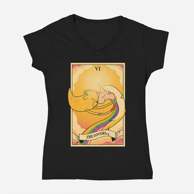 Lovers Of Ooo Tarot-Womens-V-Neck-Tee-grevalra
