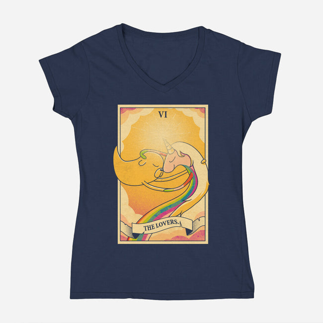 Lovers Of Ooo Tarot-Womens-V-Neck-Tee-grevalra