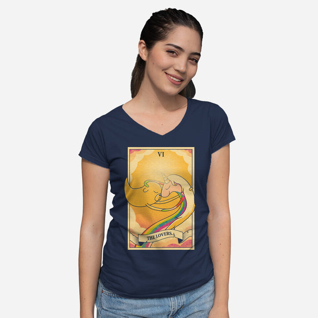Lovers Of Ooo Tarot-Womens-V-Neck-Tee-grevalra