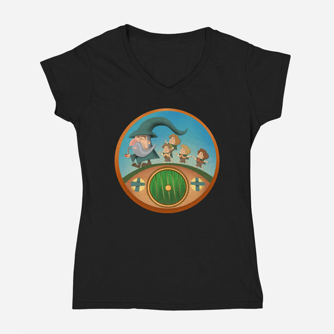 The Road Goes On-Womens-V-Neck-Tee-DrawnByBryan
