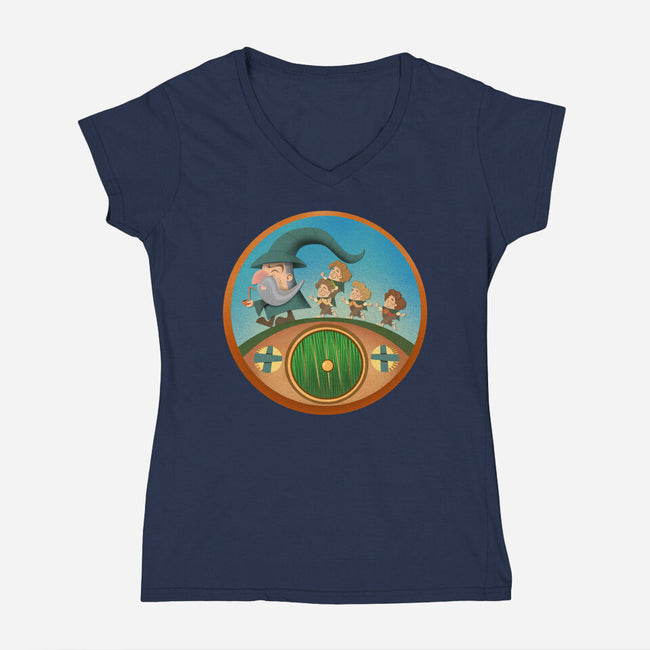 The Road Goes On-Womens-V-Neck-Tee-DrawnByBryan