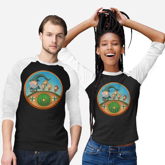 The Road Goes On-Unisex-Baseball-Tee-DrawnByBryan