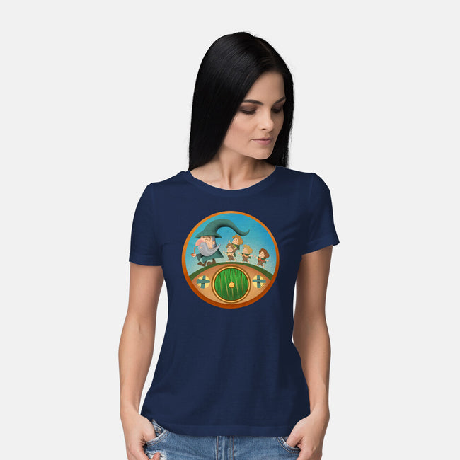 The Road Goes On-Womens-Basic-Tee-DrawnByBryan