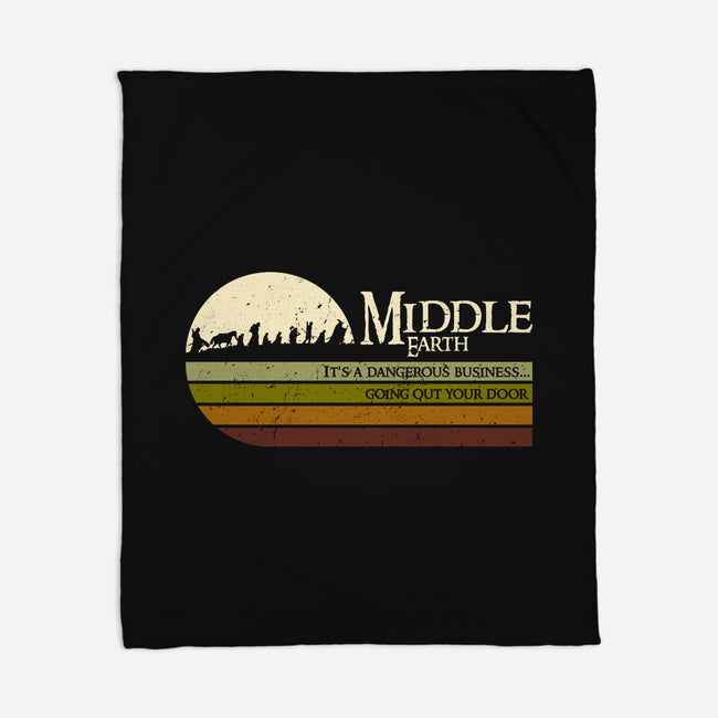 Retro Middle Earth-None-Fleece-Blanket-DrMonekers