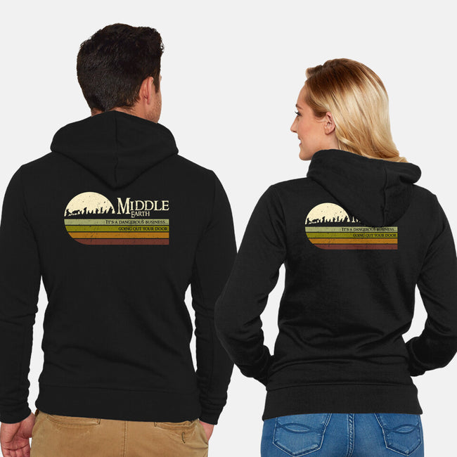 Retro Middle Earth-Unisex-Zip-Up-Sweatshirt-DrMonekers