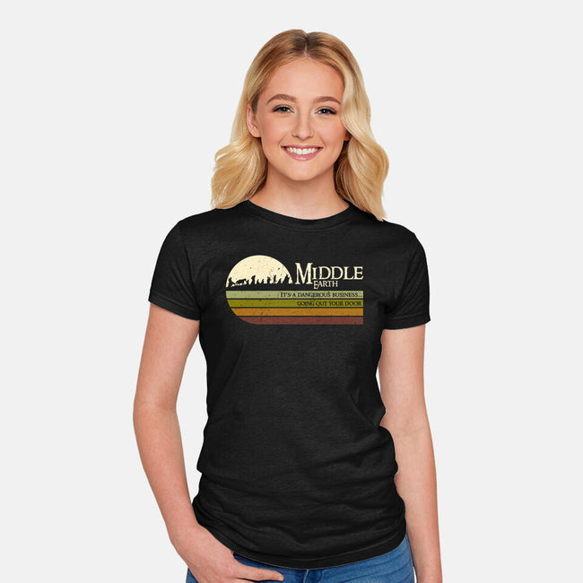 Retro Middle Earth-Womens-Fitted-Tee-DrMonekers
