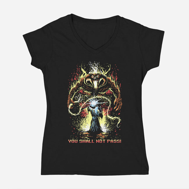 Pixel Balrog-Womens-V-Neck-Tee-zascanauta
